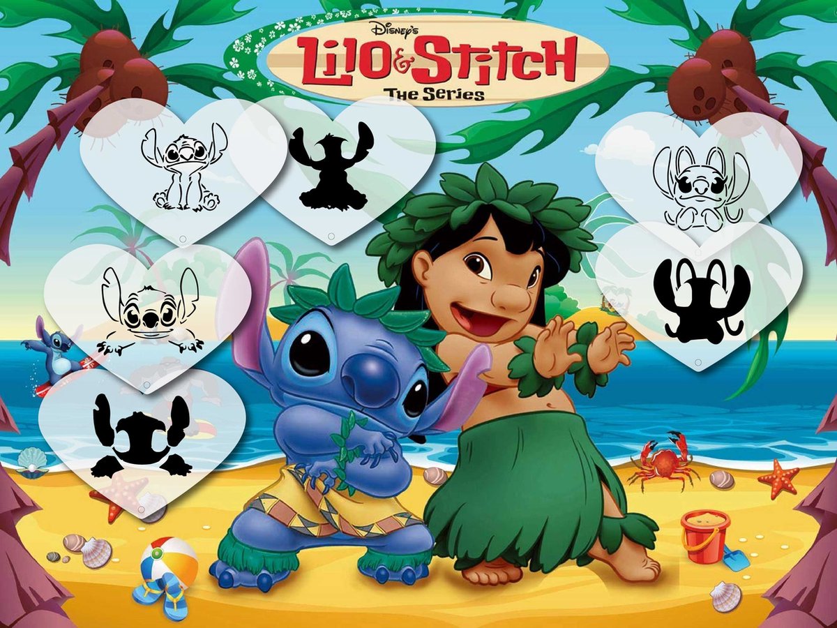 Tip! Lilo and Stitch schmink stencils | Stitch Angel Schminksjablonen | Joli | Stitch stempelen face paint | Lilo et Stitch pochoirs de maquillage| Originele Mylar stencils| 6 x Layered stencils 11,6x 8 cm